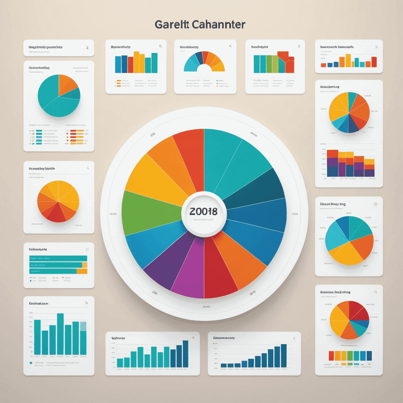 A series of interactive charts demonstrating zooming, panning, and filtering capabilities in vibrant colors against a light background