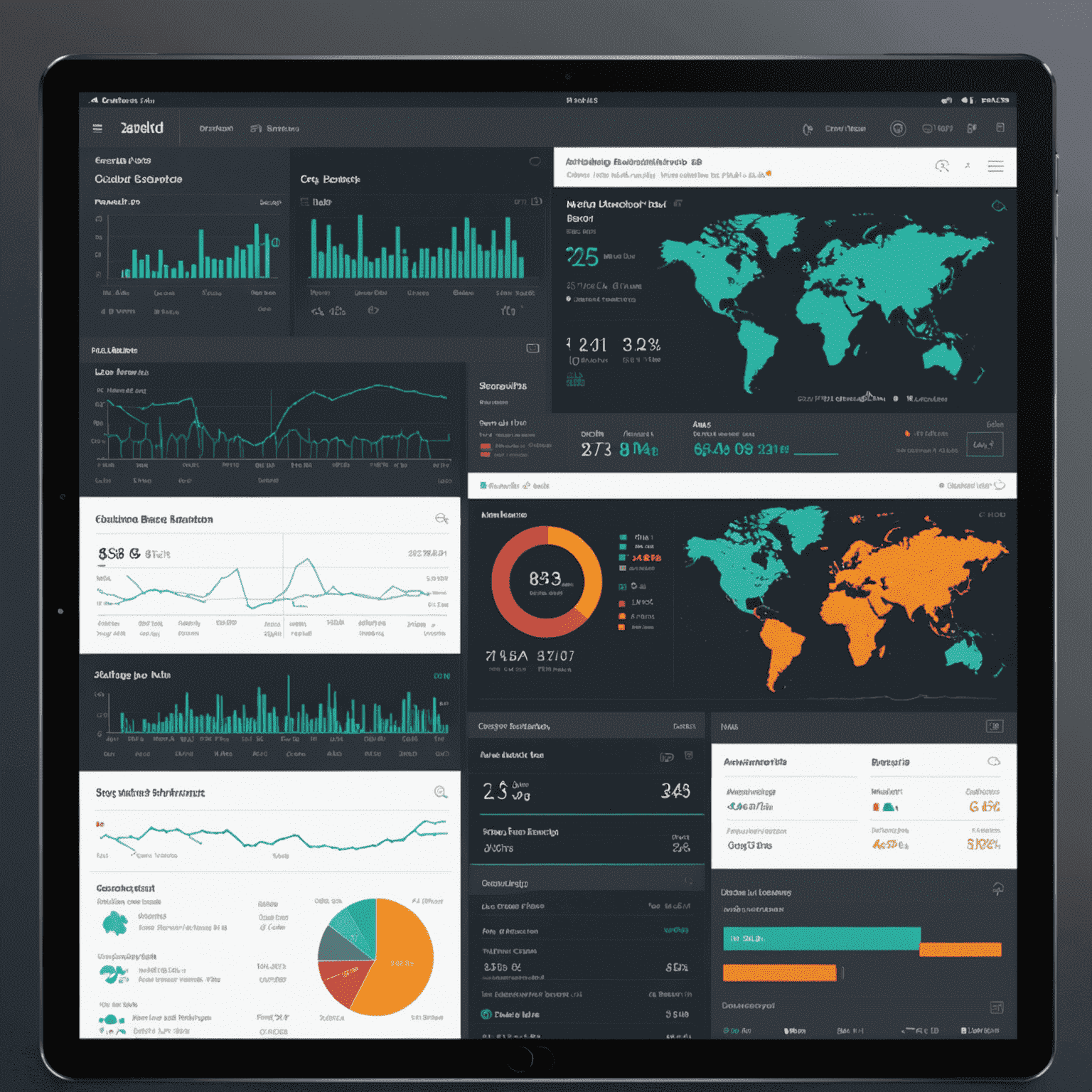 A live-updating dashboard showing real-time data streams from various sources, with dynamic charts and alerts